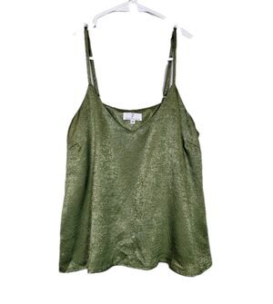 Ferne Boutique Green Shimmer Satin V-neck Camisole Top Sz Medium Fairy Grunge